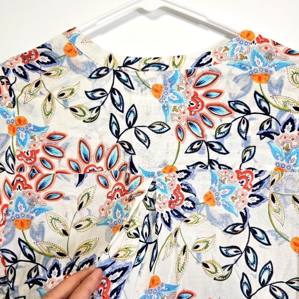 Daniel Rainne Pastel Paisley Floral 3/4 Sleeves Casual Office Medium Top - Picture 3 of 12